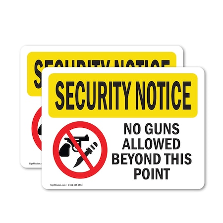 Signmission No Guns Allowed Beyond This Point OSHA Security Notice Sign, Vinyl Decal, 24in W x 18in L, 2PK OS-2PACK-SN-D-1824-L-11611